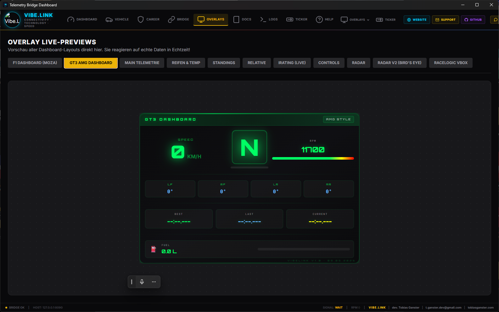 GT3 AMG Dashboard — VibeLink Overlay